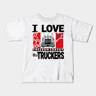 TRUCKERS FOR FREEDOM - LIBERTE - I LOVE THE TRUCKERS BLACK LETTERS Kids T-Shirt